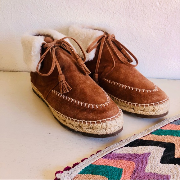 ANDREA GOMEZ Brown Suede Shearling Mocassins Sz 38 - Picture 10 of 10